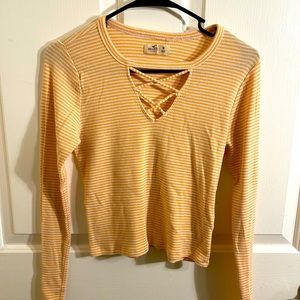 Hollister Orange & White Cotton Top M